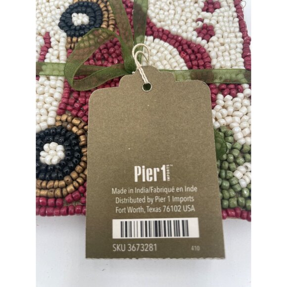 Beaded Coasters Set Of 4 By Pier 1 Imports Red Pickup Truck Design Made In India - Picture 3 of 4